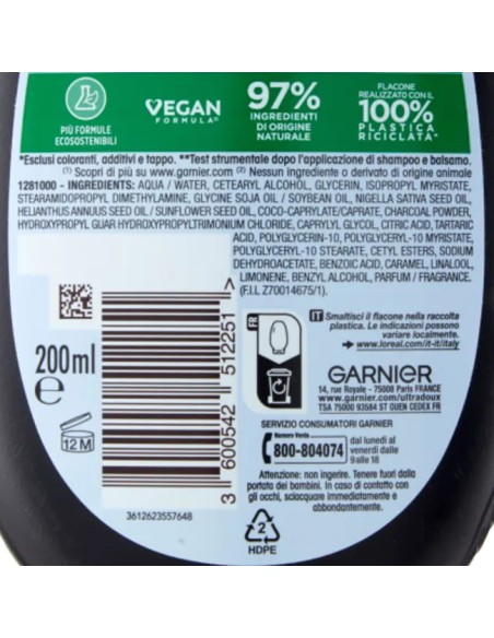 Ultra Dolce Balsamo 200ml - Carbone Magnetico - Cute Grassa Lunghezze Secche